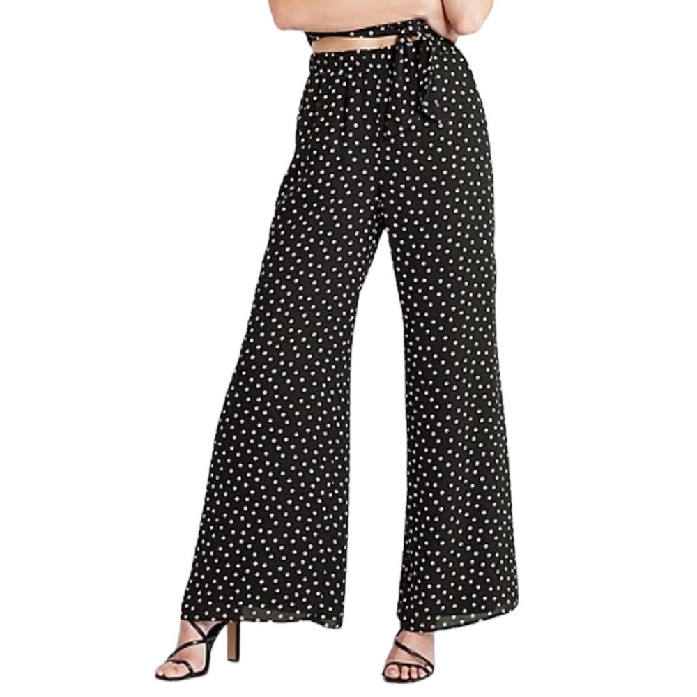 Express Super High Rise Waisted Wide Leg Polka Dot Palazzo Pant NWOT S